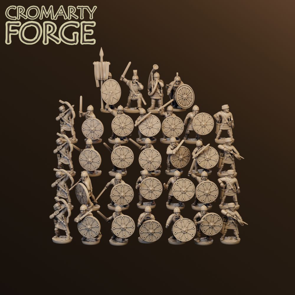 15mm Late Roman Unarmoured Infantry Attacking Sword With Archers Unit image 0