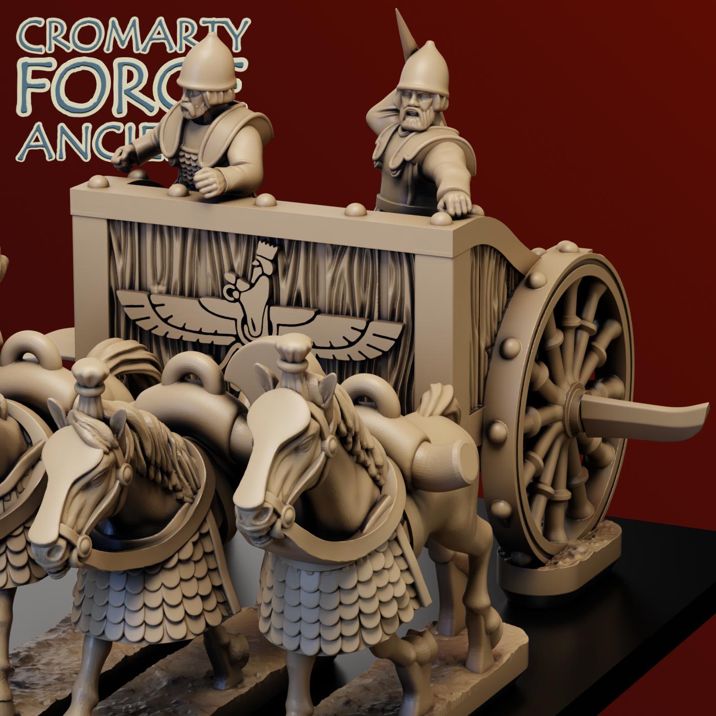 15mm Achaemenid Persian 4 Horse Chariots Unit