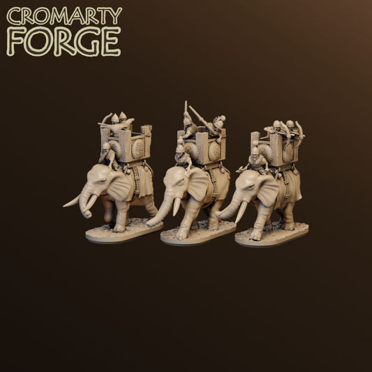 15mm Carthaginian Unarmoured Elephants With Fighting Tower Unit image 0