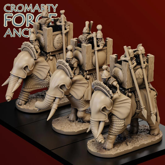 10mm Carthaginian Elephants Armoured With Tower Unit